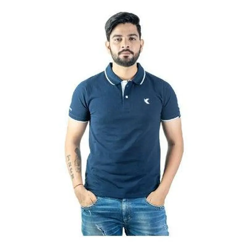 Kronos Slim Fit Cotton Polo | Men's | Navy Blue | KIBI Sports