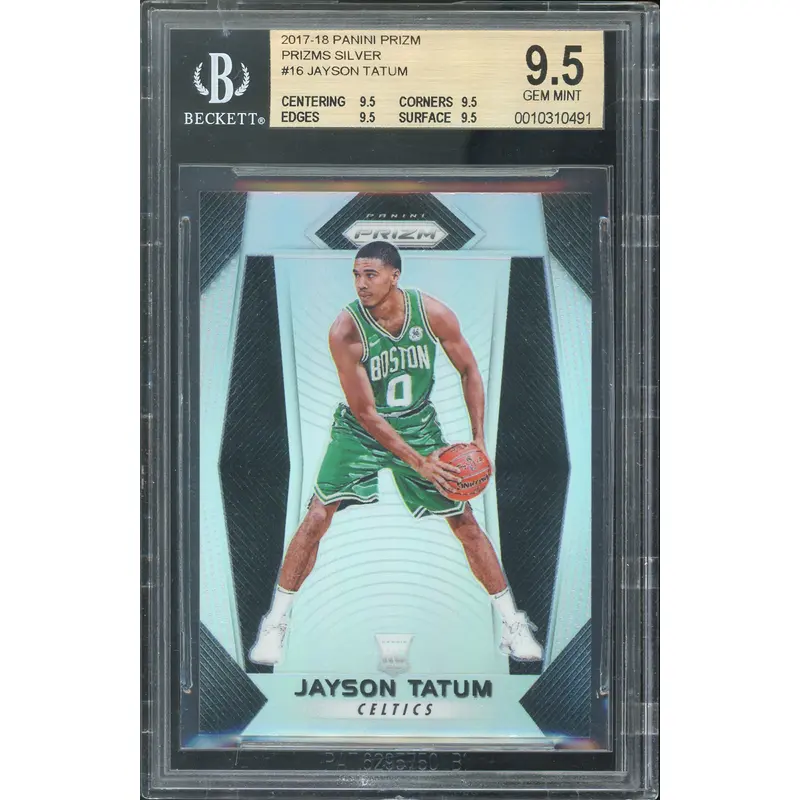 Celtics Jayson Tatum 2017 Panini Prizm Silver Prizms #16 Card Gem 9.5! BAS Slab