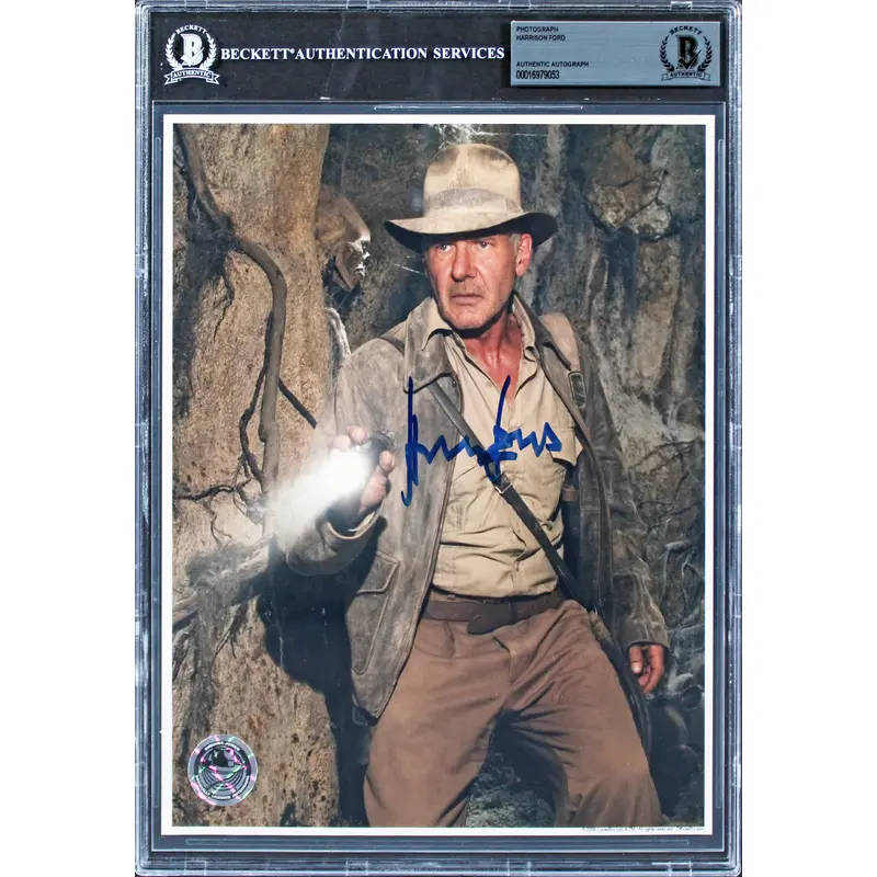 Harrison Ford Indiana Jones Raiders of the Lost Ark Signed 8x10 Photo BAS Slab