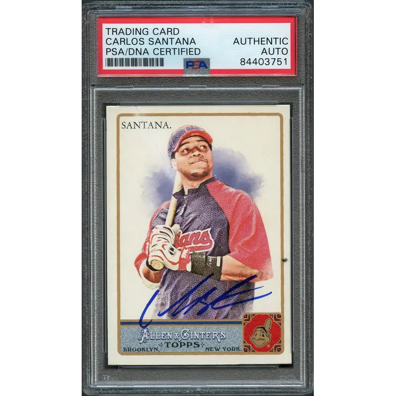 2011 Topps Allen & Ginter #41 Carlos Santana Signed Card PSA Slabbed Auto Cleveland