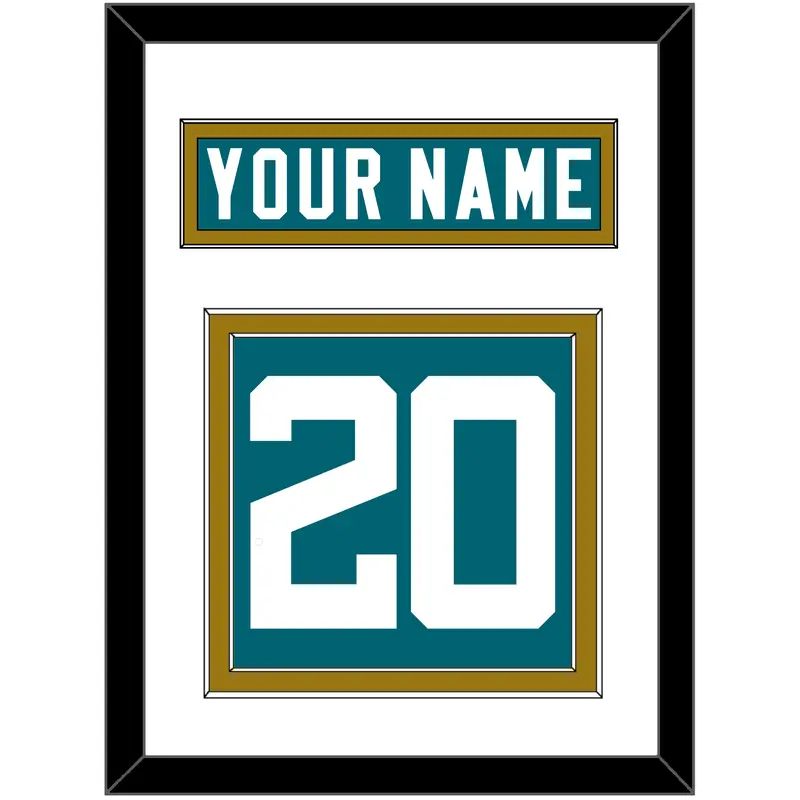 Jacksonville Nameplate & Number (Back) - Home Teal - Double Mat 2