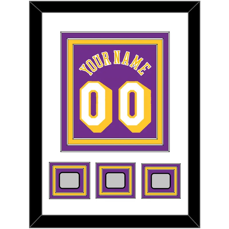 Los Angeles Name & Number With 3 Trophy Patches - Road Purple (1978-1997) - Triple Mat 1