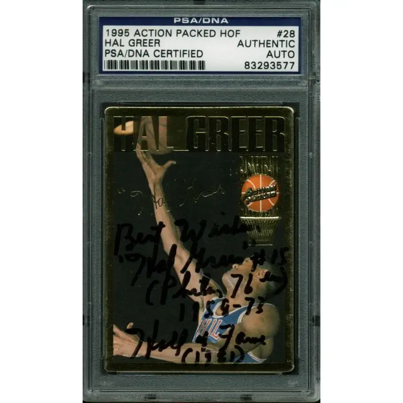 76Ers Hal Greer 'HOF 1981' Signed Card 1995 Action Packed HOF PSA/DNA Slabbed