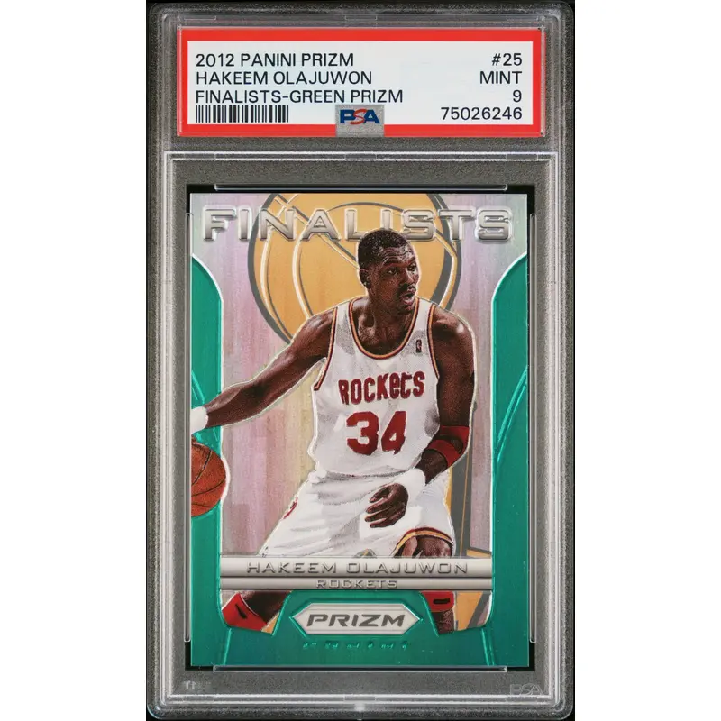 Hakeem Olajuwon 2012 Panini Prizm Finalists Green Prizm PSA 9 Mint