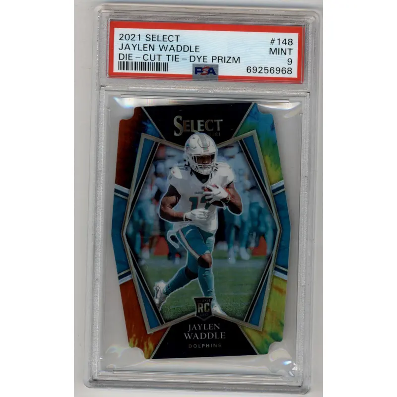 Jaylen Waddle 2021 Select Prizm Tie Dye Die Cut 05/25 PSA 9 Mint