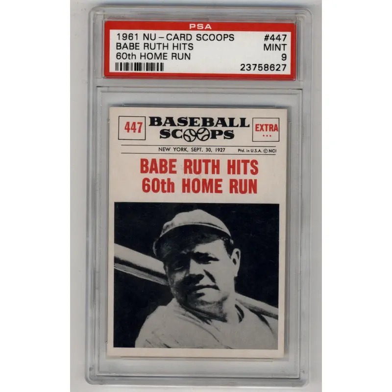 Babe Ruth 1961 Nu-Card Scoops #447 60th Home Run PSA 9 Mint 8627