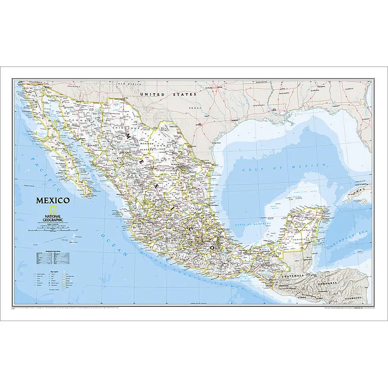 Map of MEXICO National Geographic Classic Edition 23x35 Wall Map Poster - NG Maps
