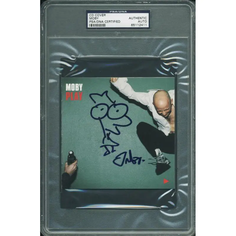 Moby Authentic Signed Moby Play Cd Cover W/ Hand Drawn Sketch PSA/DNA Slabbed