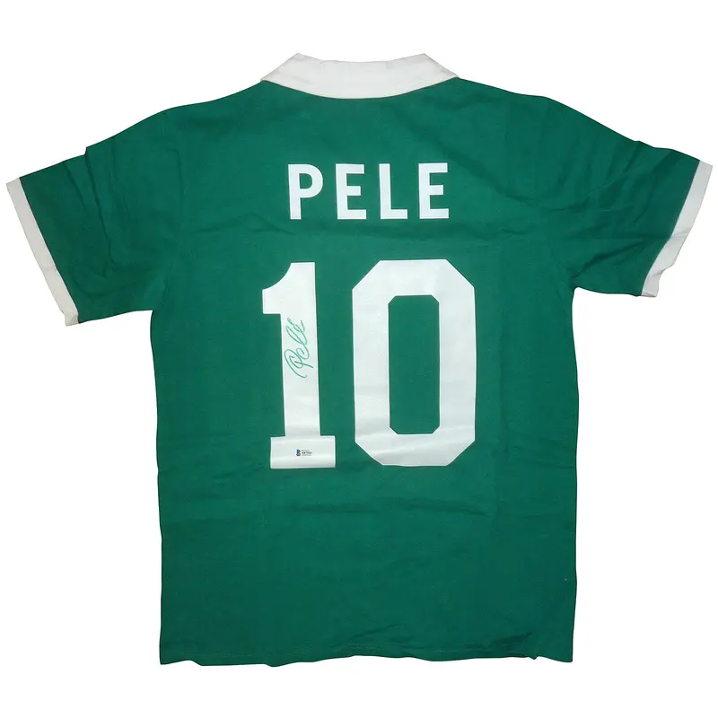Pele Autographed New York Cosmos (Green #10) Jersey - Beckett