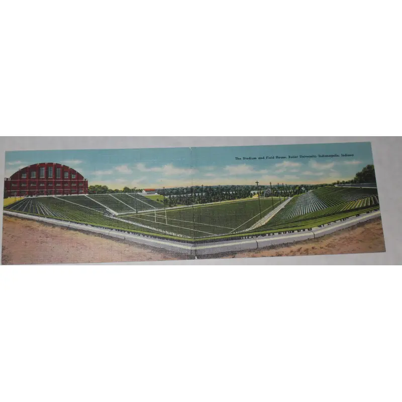 Vintage Butler Football Stadium & (Hinkle) Fieldhouse Panoramic Postcard