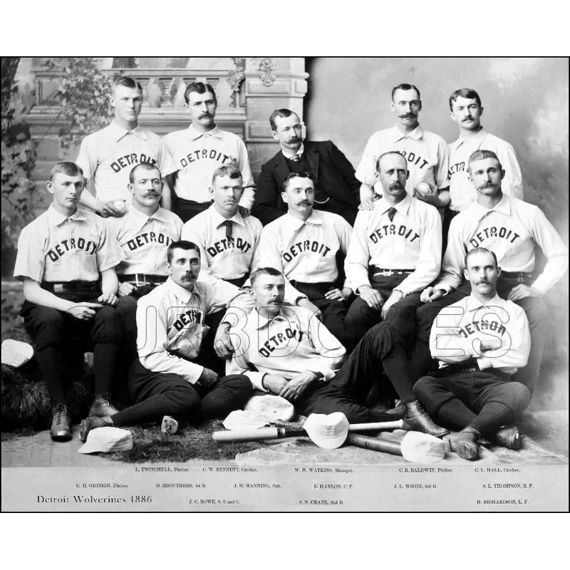 1886 Detroit Wolverines 8X10 Photo - Brouthers Hanlon - 1504
