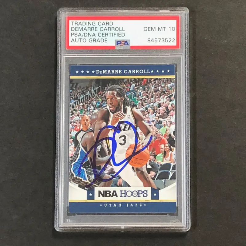 2012-13 NBA Hoops #142 DeMarre Carroll Signed Card AUTO 10 PSA Slabbed Jazz