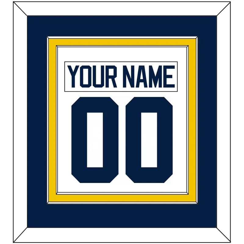 Michigan Hockey Nameplate & Number (Back) Combined - Home White - Double Mat 2
