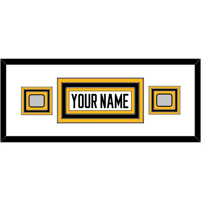 Pittsburgh Nameplate & 2 Stanley Cup Finals Patches - Home White (1988-1992) - Triple Mat 3