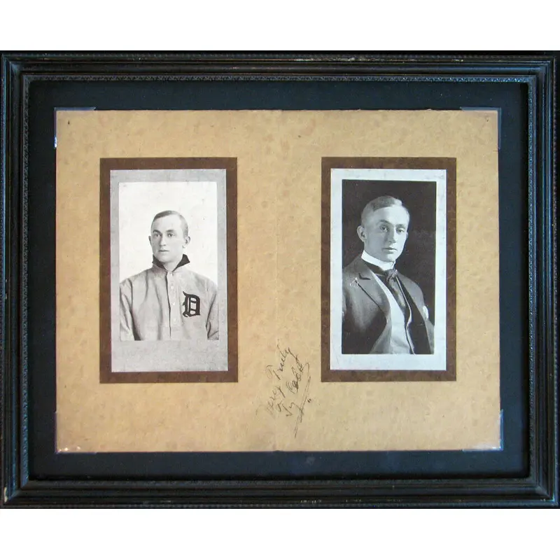 1909 Ty Cobb Early Career Signed Autographed Photo Booklet With JSA COA Framed