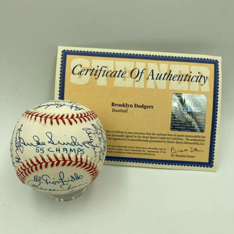 1955 Brooklyn Dodgers Team Signed Jackie Robinson Day Baseball Steiner COA