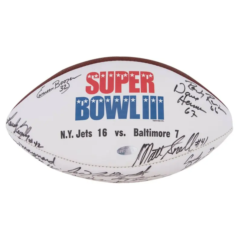 Beautiful 1969 New York Jets Super Bowl Champs Team Signed Football Steiner COA