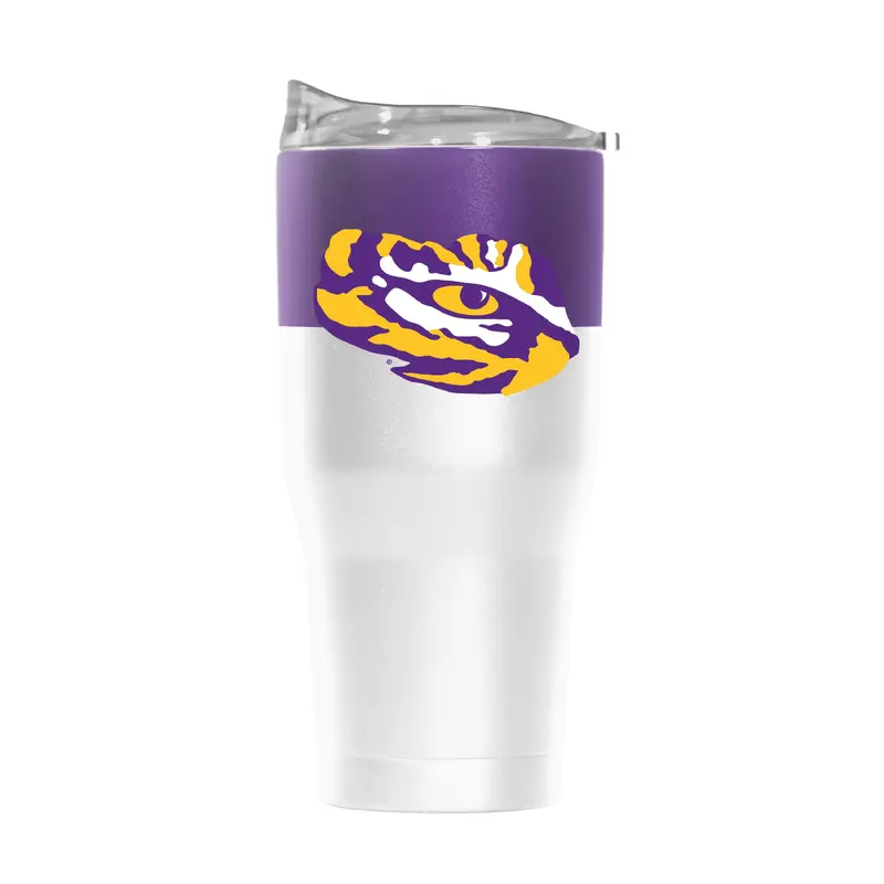 LSU 30oz Colorblock White Powder Coat Tumbler