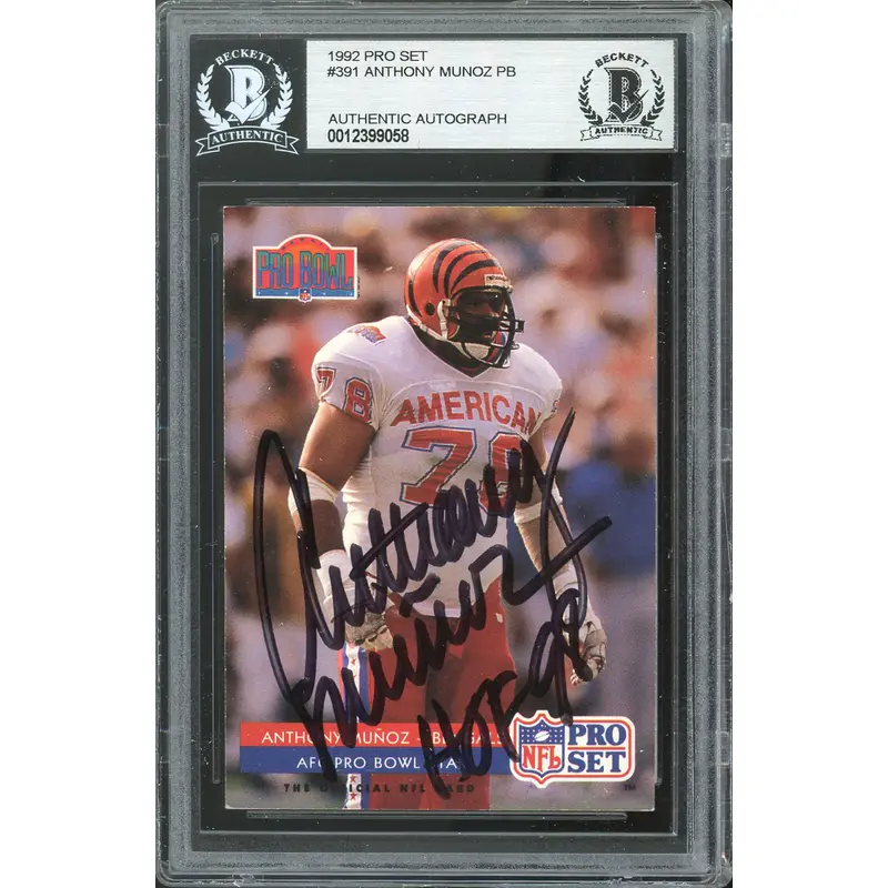 Bengals Anthony Munoz HOF 98 Authentic Signed 1992 Pro Set #391 Card BAS Slab
