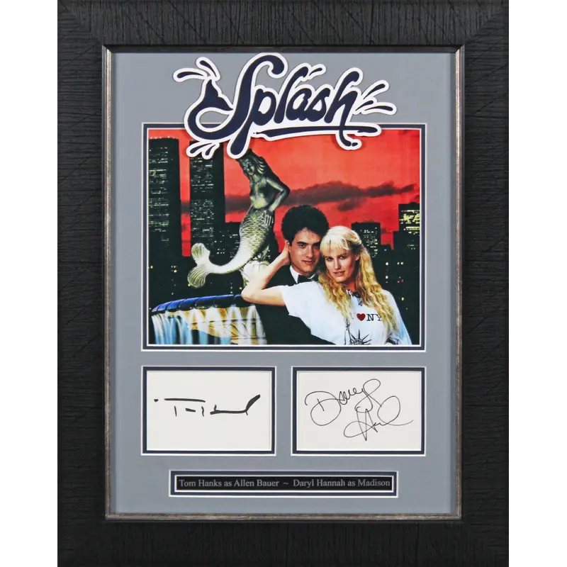 Daryl Hannah & Tom Hanks Splash Signed Index Card Framed Display BAS #AC26577