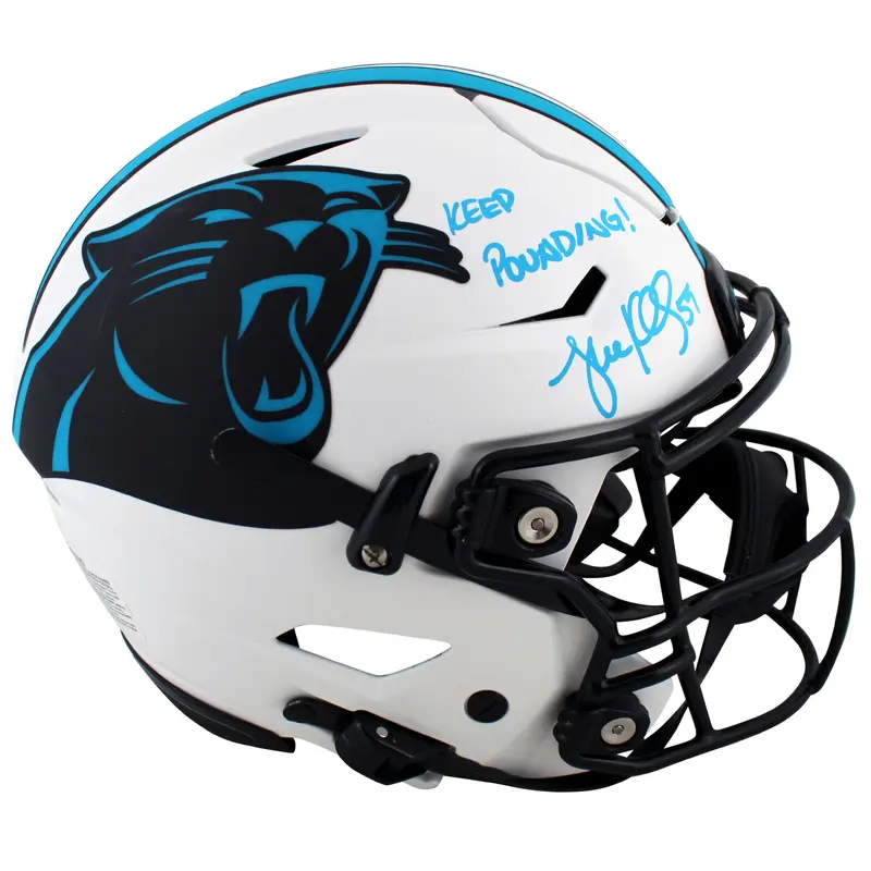 Panthers Luke Kuechly Keep Pounding Signed Lunar Speed Flex Full Size Helmet BAS