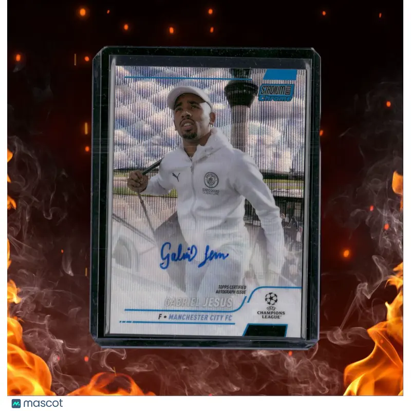 2022 Topps Stadium Club Chrome Gabriel Jesus Blue Wave Auto 67/75 #CA-GJ