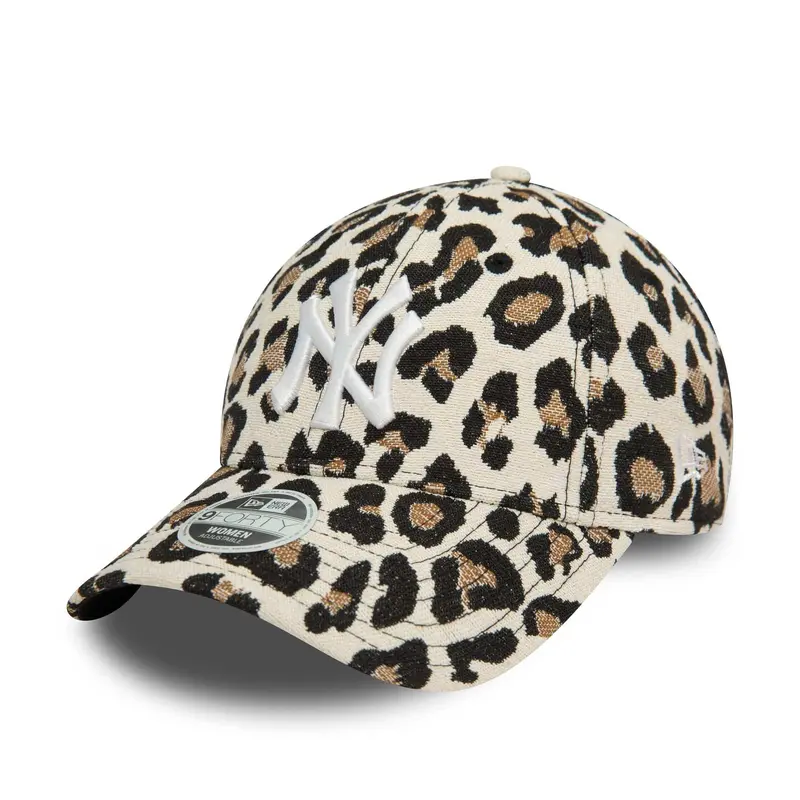 New York Yankees Womens Leopard All Over Print Cream 9FORTY Adjustable Cap