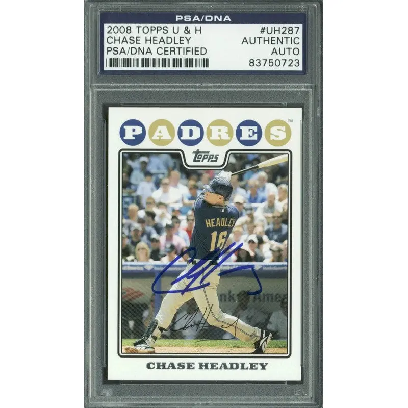 Padres Chase Headley Authentic Signed Card 2008 Topps U&H #UH287 PSA/DNA Slabbed