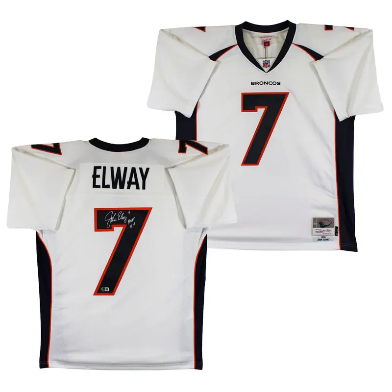 Broncos John Elway "HOF 04" Authentic Signed White 1998 M&N TB Jersey BAS Wit