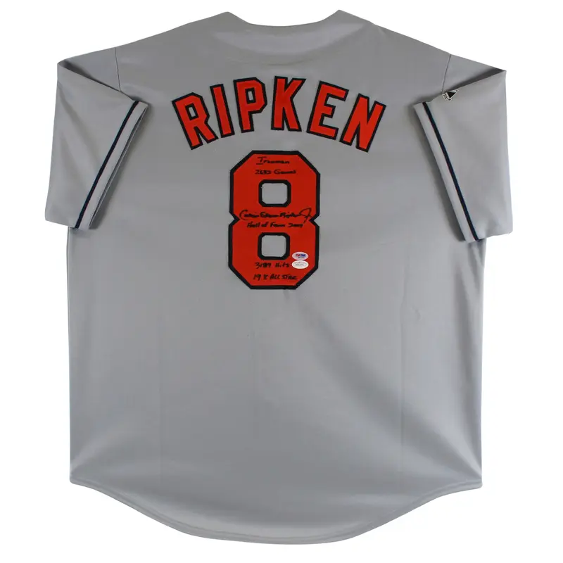 Cal Ripken Jr. Full Name Stat Authentic Signed Grey Jersey JSA & PSA/DNA