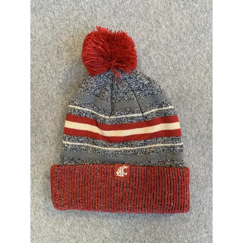 Crimson & Gray WSU Logo Knit Pom Beanie