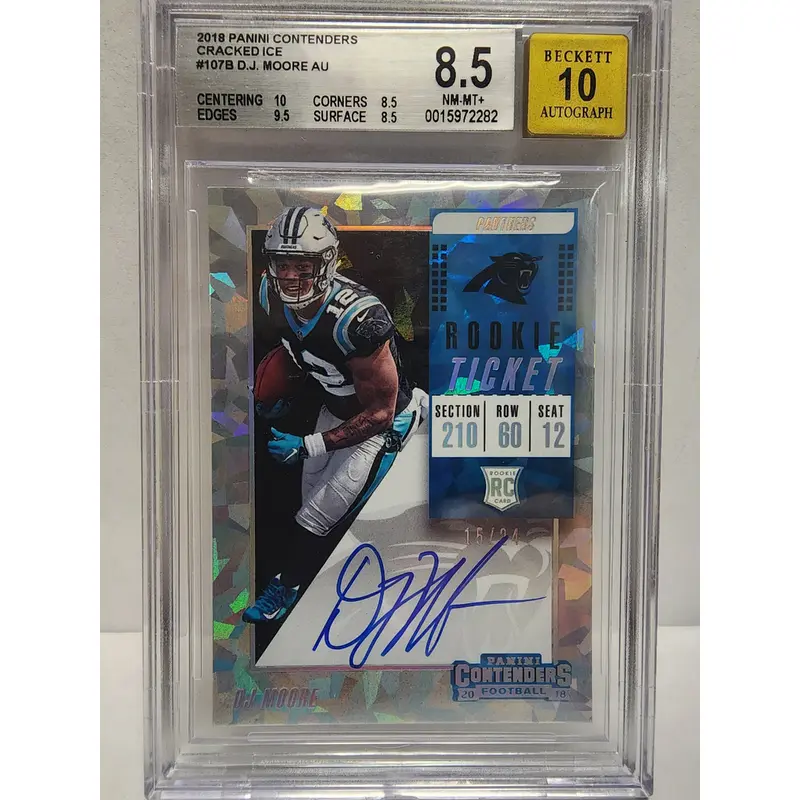 D.J. Moore 2018 Panini Contenders Cracked Ice Auto #15/24 BGS 8.5 Auto 10