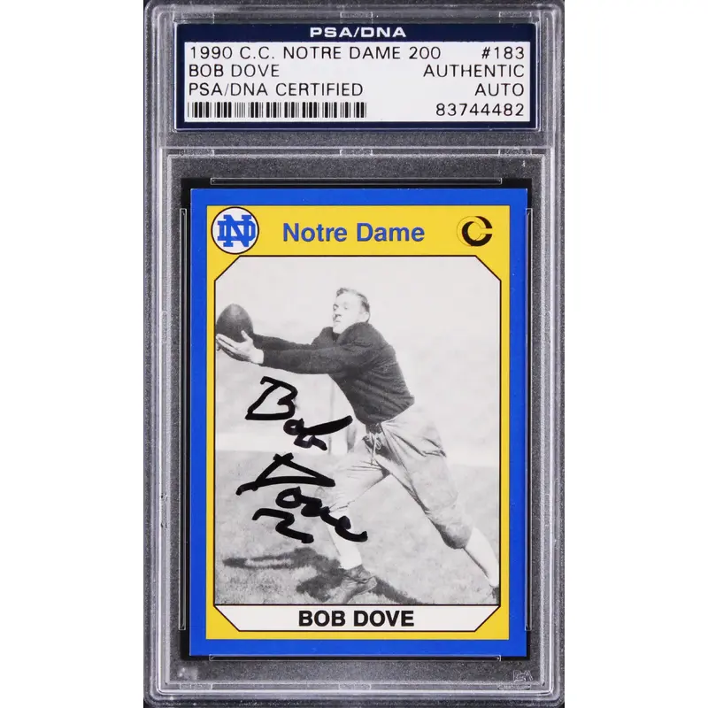 Notre Dame Bob Cove Signed 1990 C.C. Notre Dame 200 #183 Card PSA/DNA Slabbed