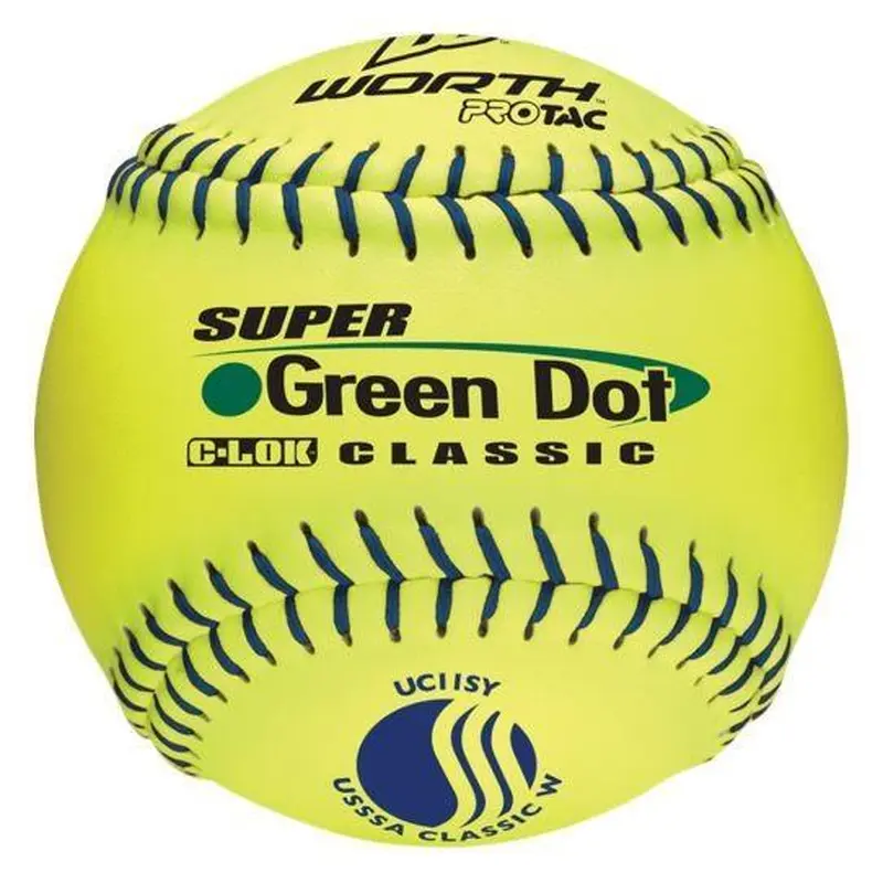 Worth 11" USSSA Super Green Dot Classic W 44/400 Slowpitch Softballs UC11SY