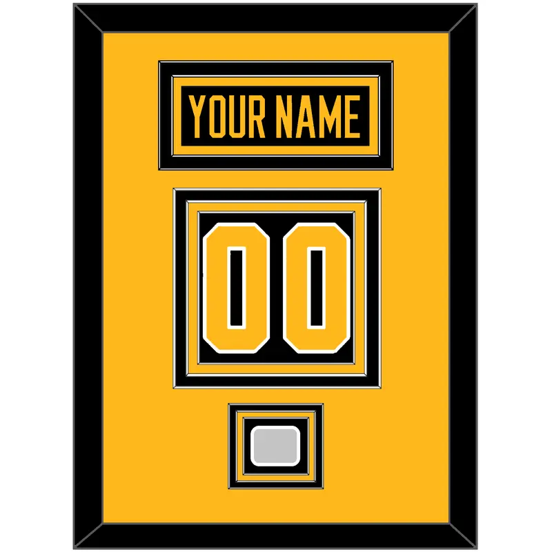 Pittsburgh Nameplate, Number (Back) & Stanley Cup Champions Patch - Home Black - Triple Mat 3