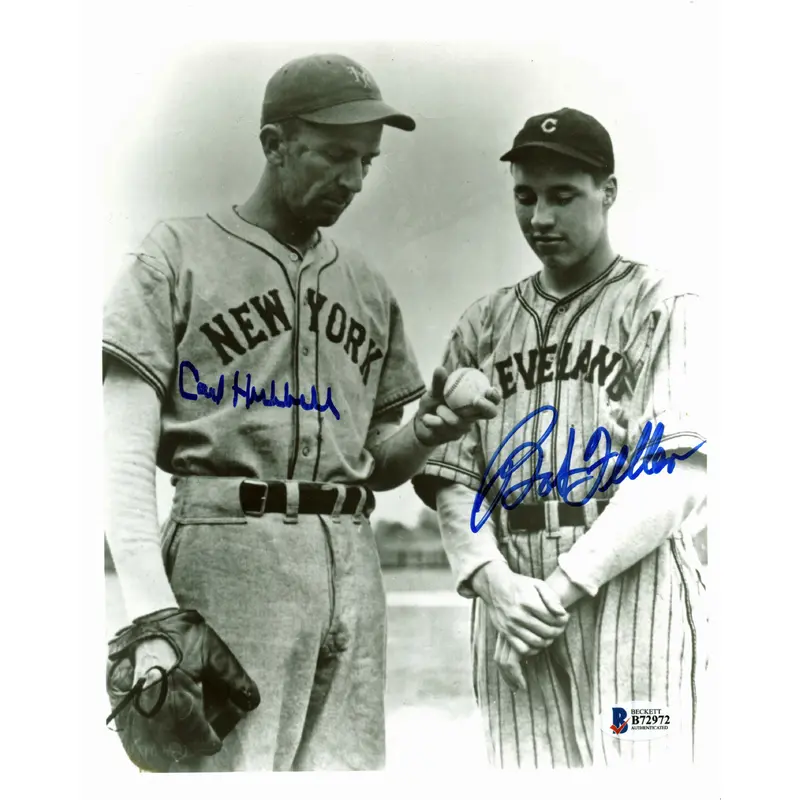 Bob Feller & Carl Hubbell Baseball Authentic Signed 8X10 Photo BAS #B72972