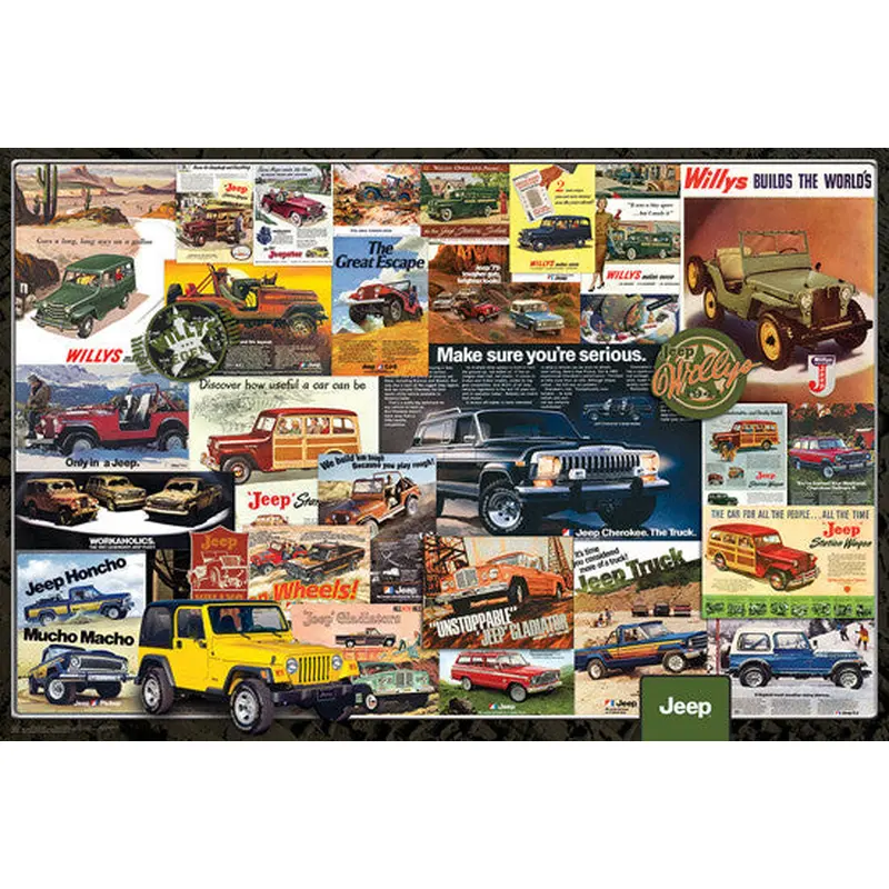 Jeep Vintage Classic Automobile Advertisements Collage Poster - Eurographics Inc.