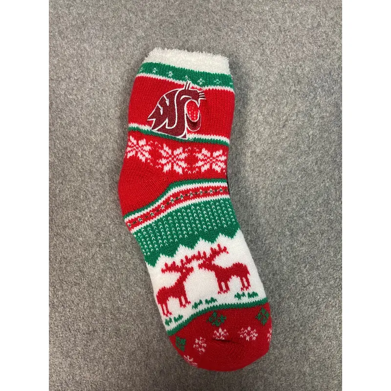 WSU Cougar Holiday fuzzy socks