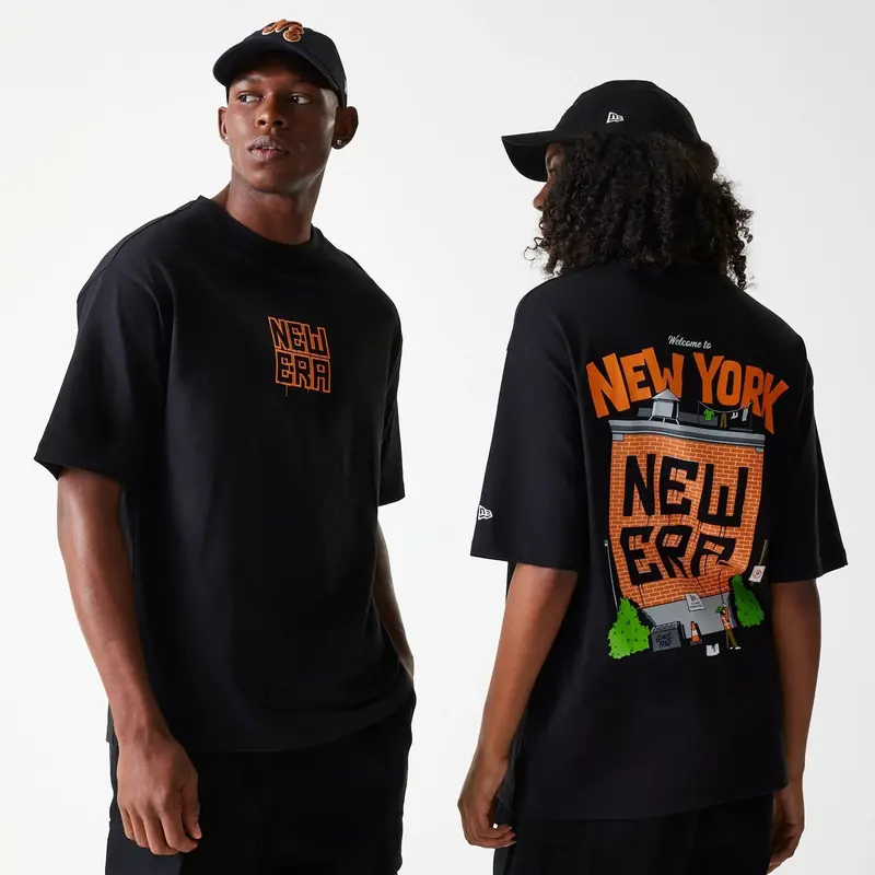 New Era Graffiti Graphic Black Oversized T-Shirt