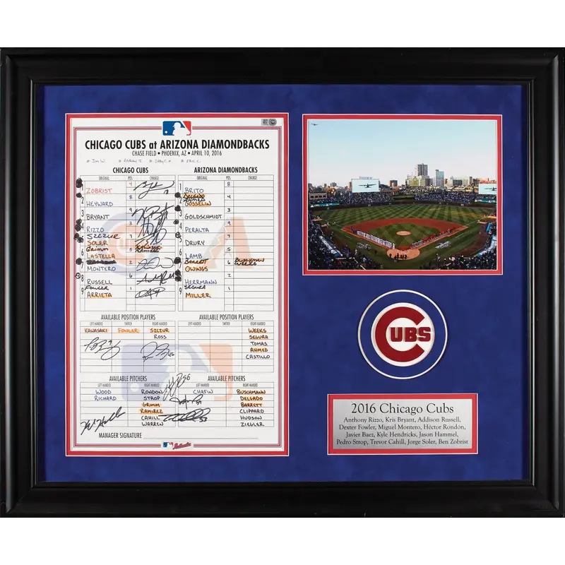 2016 Chicago Cubs World Series Champs Team-Signed Game Used Lineup Card MLB Auth