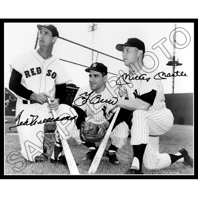 Mickey Mantle Ted Williams 8X10 Photo - Autographed Yogi Berra Red Sox Yankees - 2079