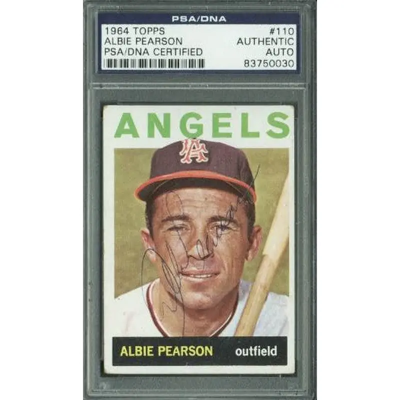 Angels Albie Pearson Authentic Signed Card 1964 Topps #110 PSA/DNA Slabbed
