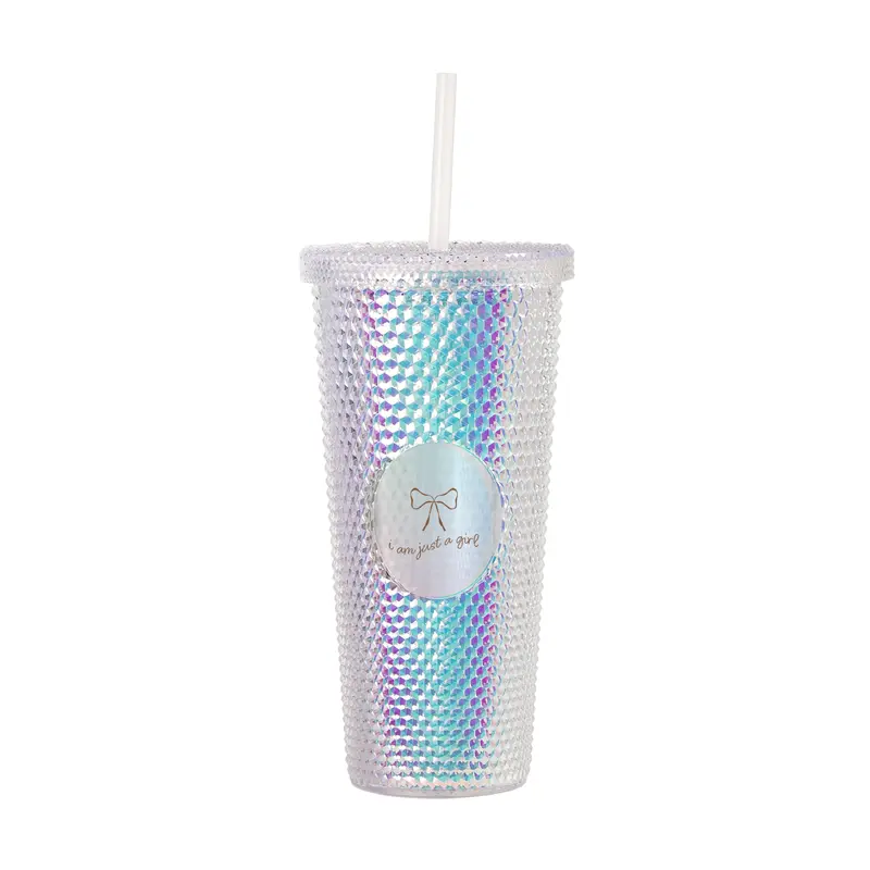 Just a Girl Neutral Bow 24oz Studded Tumbler