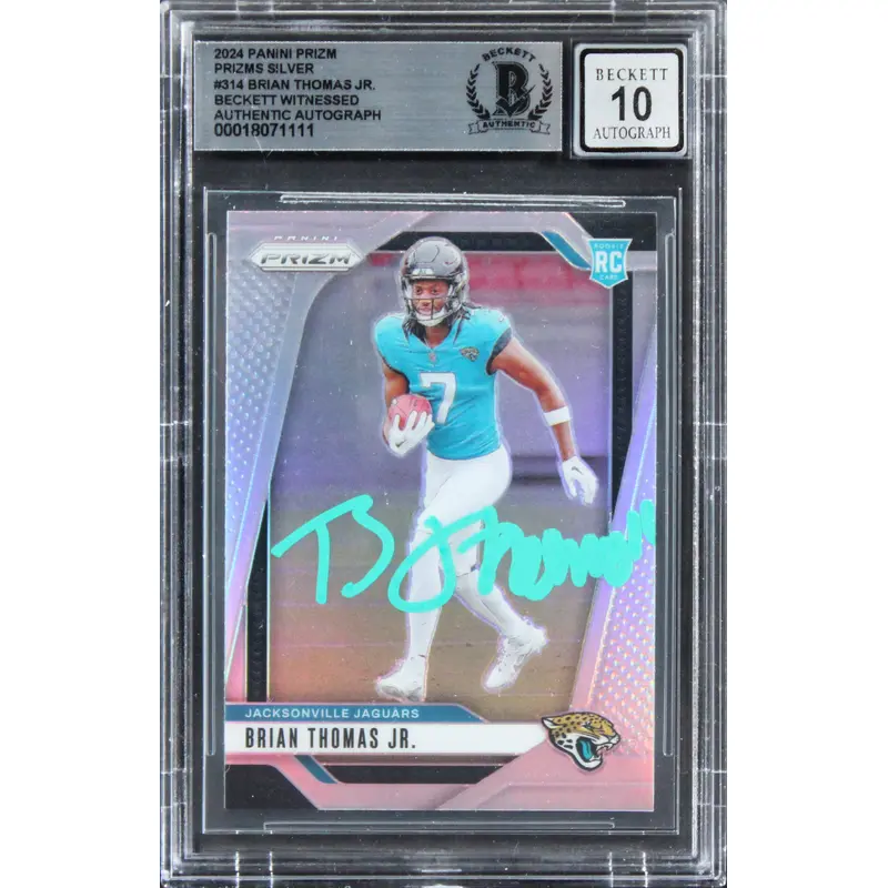 Brian Thomas Jr. Signed 2024 Panini Prizm Silver #314 RC Card Auto 10! BAS Slab