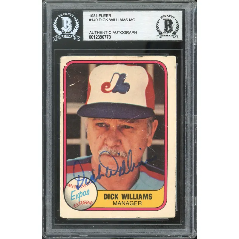 Expos Dick Williams Authentic Signed 1981 Fleer #149 Card BAS Slabbed