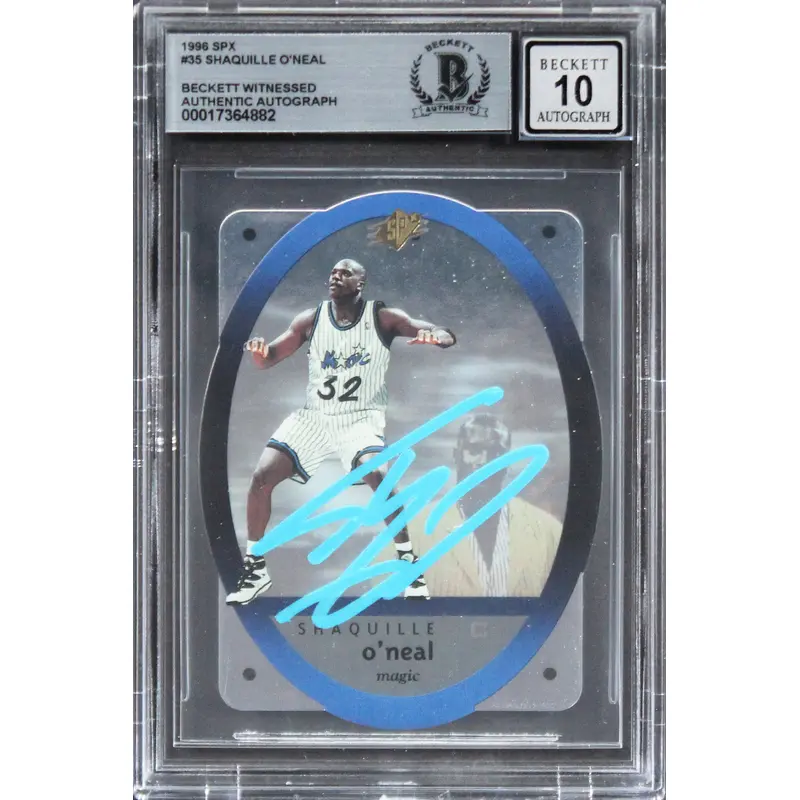 Lakers Shaquille O'Neal Authentic Signed 1996 SPX #35 Card Auto 10! BAS Slabbed