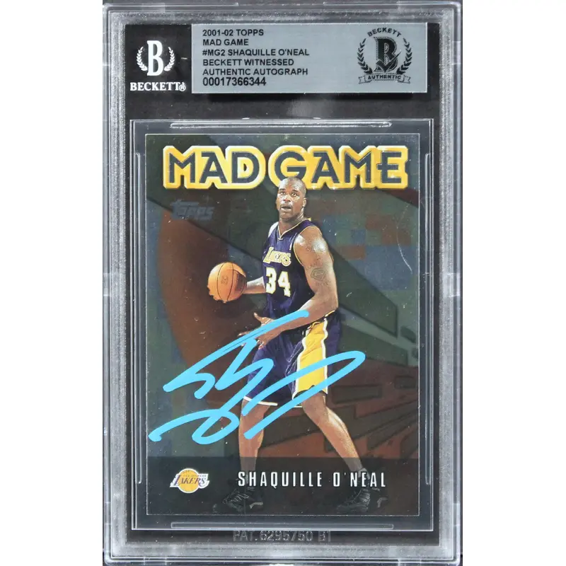 Lakers Shaquille O'Neal Authentic Signed 2001 Topps Mad Game #MG2 Card BAS Slab