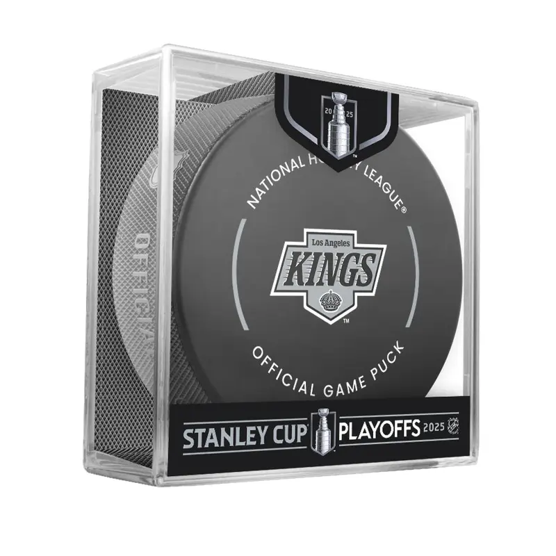 NHL Los Angeles Kings 2025 Official Playoffs Game Hockey Puck Design In Cube