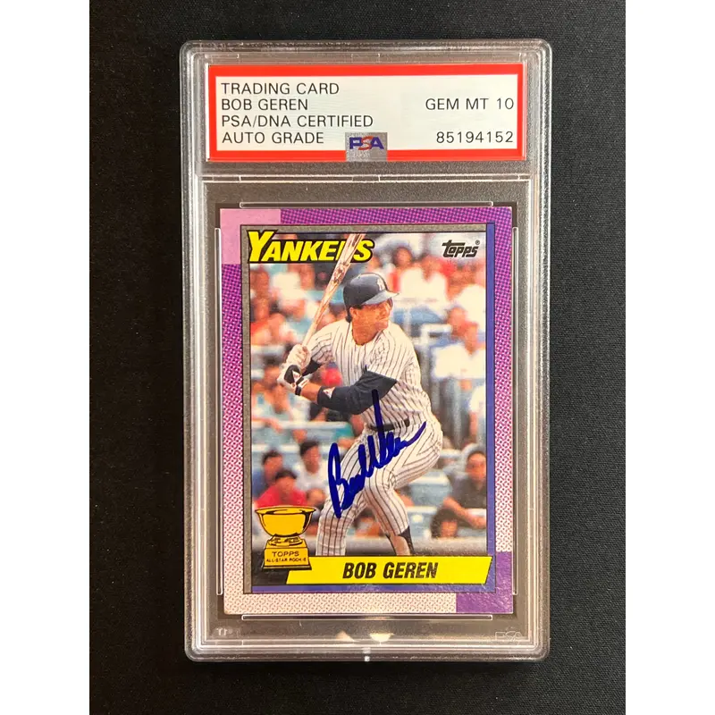 1989 Topps All Star Rookie #481 Bob Geren Signed Card PSA Slabbed Auto 10 Yankees