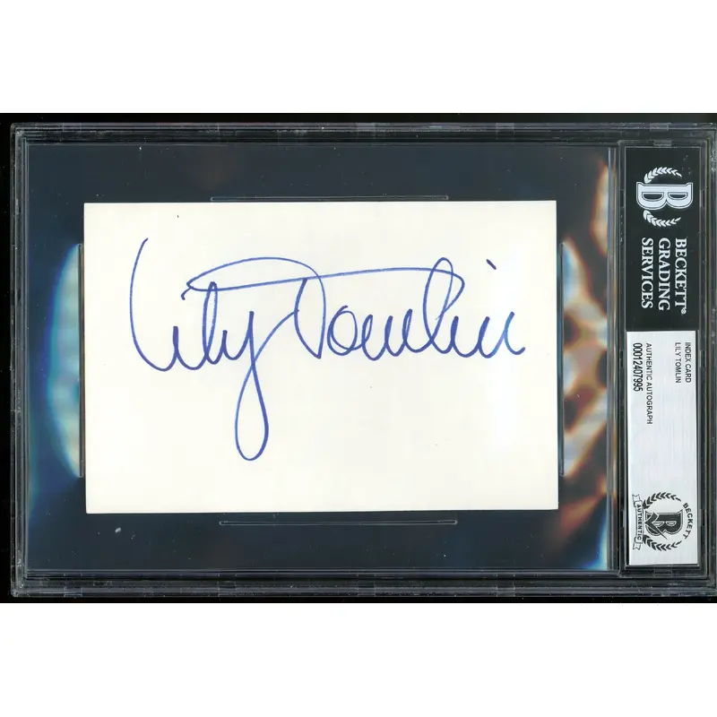 Lily Tomlin Rowan & Martin's Laugh-In Authentic Signed 4x6 Index Card BAS Slab
